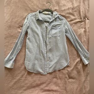 Light blue striped button down Mahina blouse